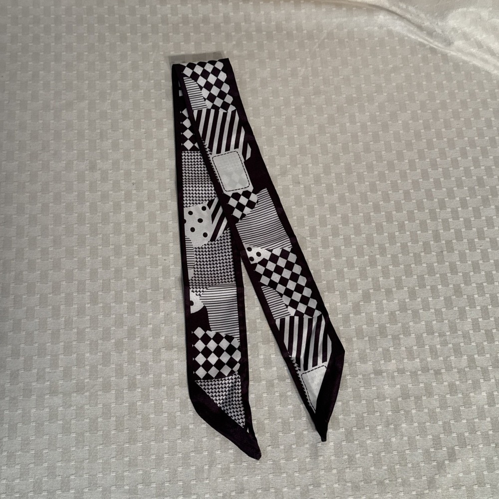 Black and White Abstract Pattern Purse Hair Scarf New